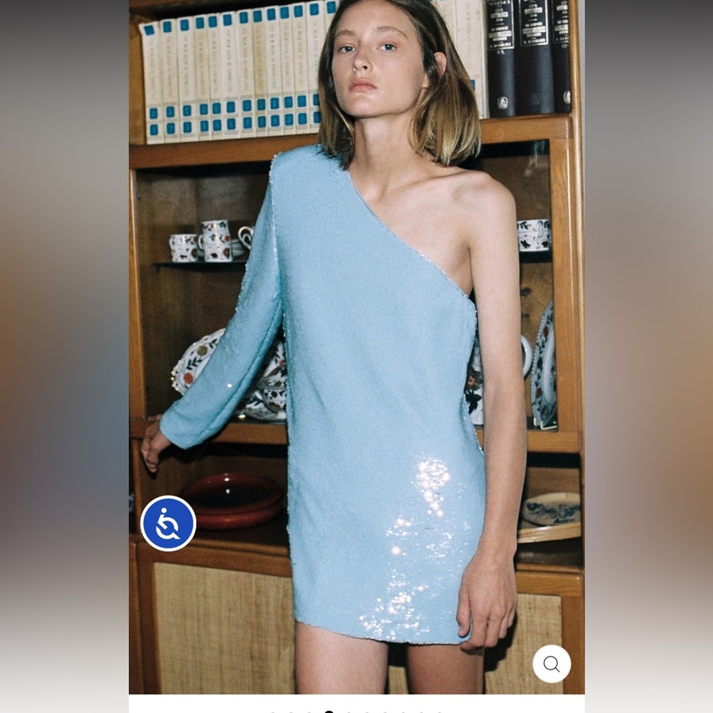 Sabina Musayev Sherri Dress- One-Shoulder Light Blue Dress
